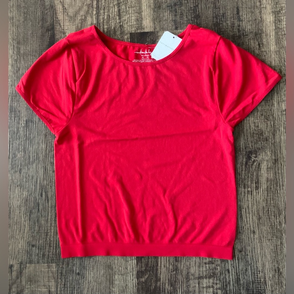 Free People ~ Intimates ~ ' Cap Sleeve Seamless Crop Cami ' ~Salsa~ Sz~M/L *NWT - Picture 8 of 11
